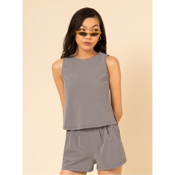 Wayre Shift & Snap Gingham Sleeveless No Iron Travel Cropped Tank Top Blouse - Picture 3 of 13